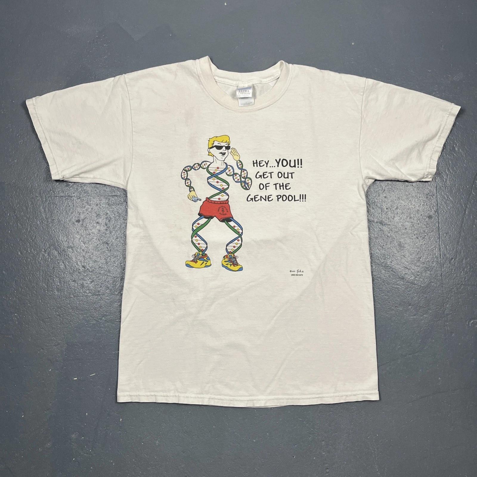 

Vintage Hey You! Get Out Of The Gene Pool Tshirt White Large Y2K Science VTG S