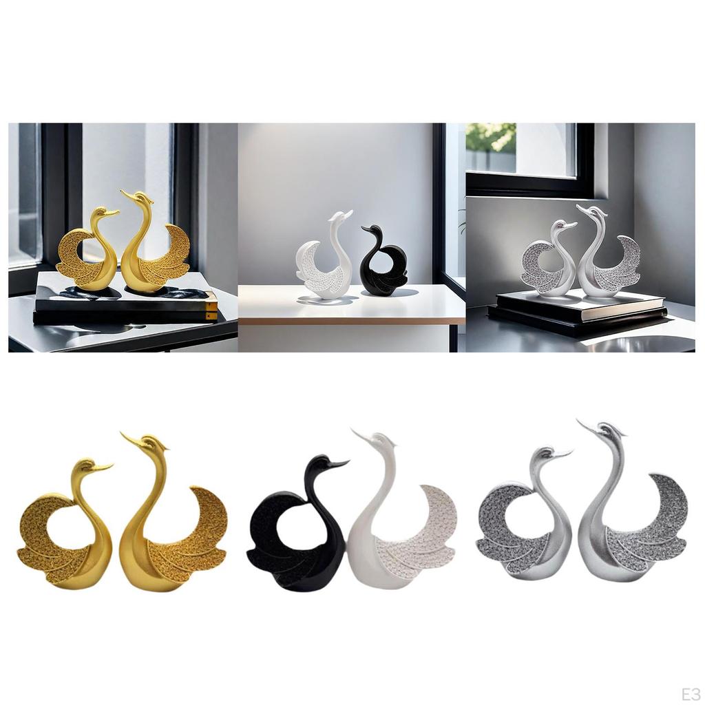 2 Stycken Svanstatyer Djurfigurer Kreativa Festfavörer Valentinsskulpturer Hartsdekorationer