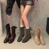 Hot Sales  Boots for Women 2024 Fall New Patchwork Vintage  Boots for Women Slim Boots Platform Heels  Women
