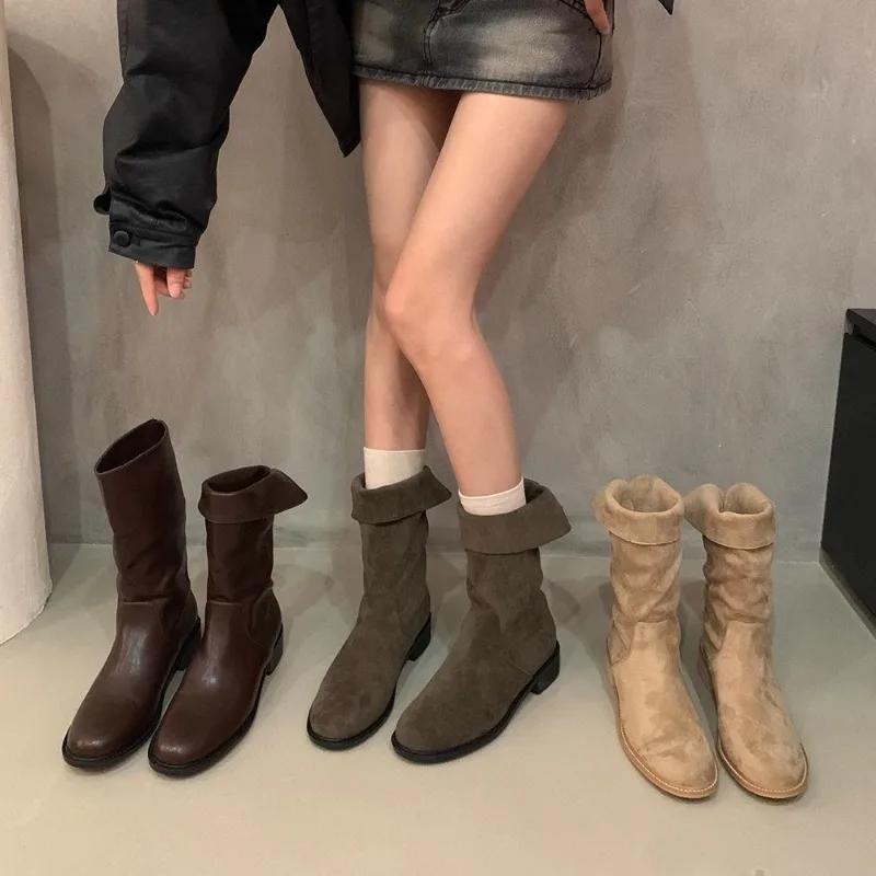 Hot Sales  Boots for Women 2024 Fall New Patchwork Vintage  Boots for Women Slim Boots Platform Heels  Women