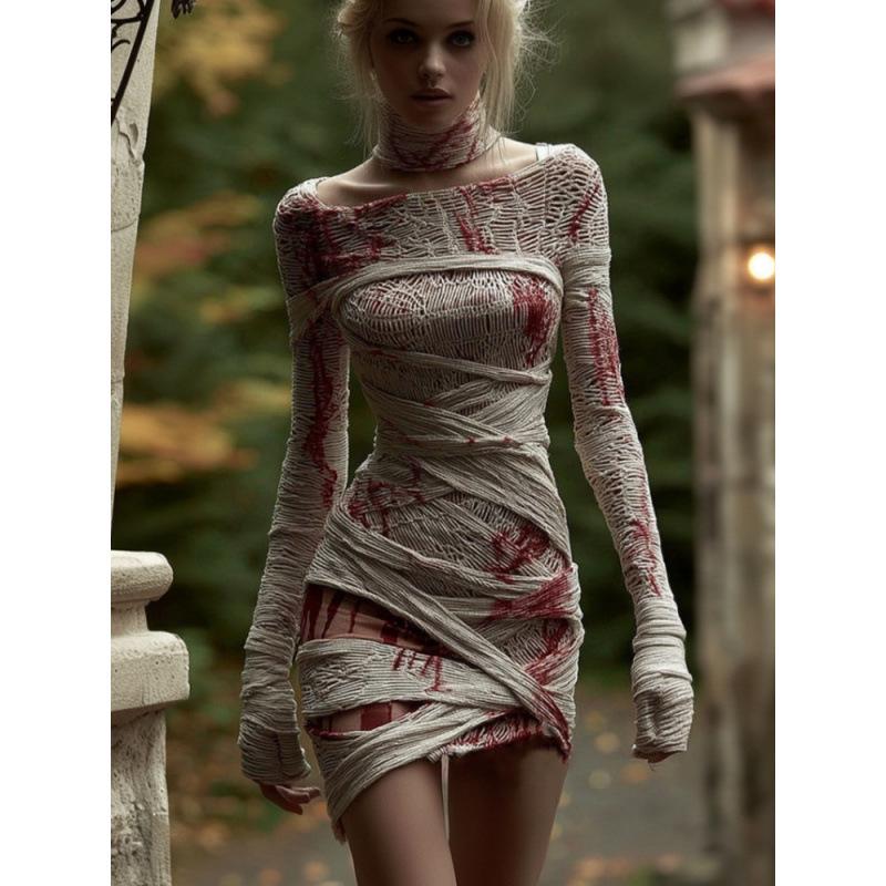 2025 Halloween European & American Street Style 3D Skull Print Short Sleeve Sweater