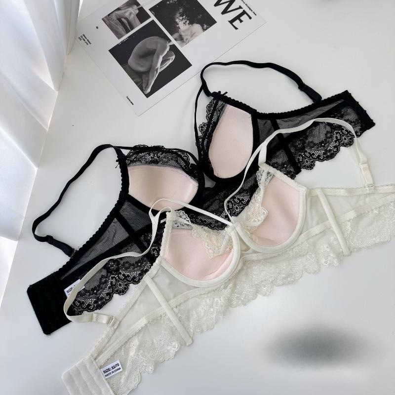 Sexy Underwear Bra Women Ultra-thin Bra Clothes French Lace Breathable Bralette Female Silk Comfort Bras and Thong Lingerie
