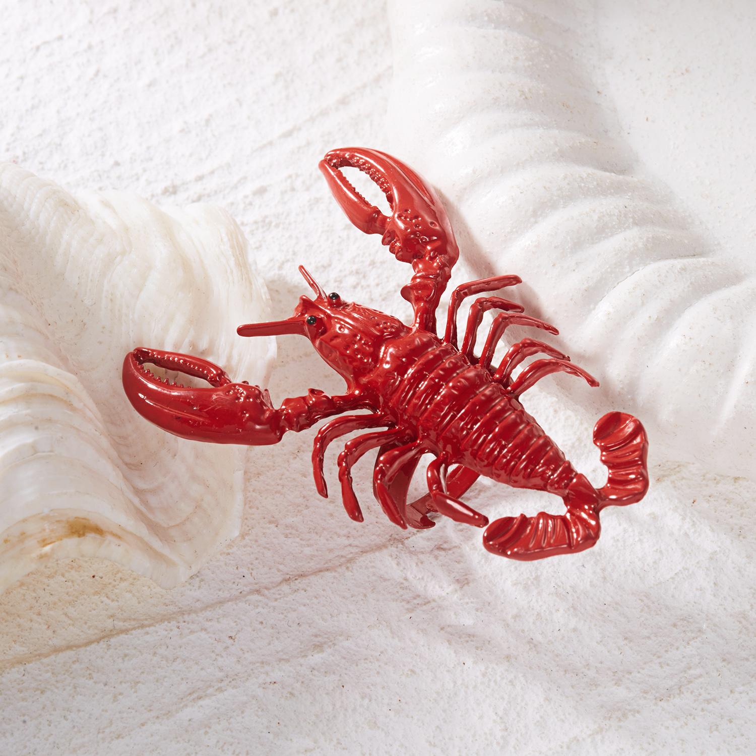 

Beach Funny 3D Red Lobster Ring For Women Boho Exaggerated Animal Lobster Chunky Finger Ring Vacation Party Statement Jewelry