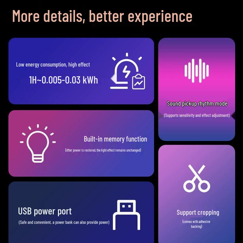 Pasek świetlny RGB Bluetooth - 5V USB, Siedem kolorów, Samoprzylepny, Idealny do podświetlenia telewizora i pokojów gamingowych.