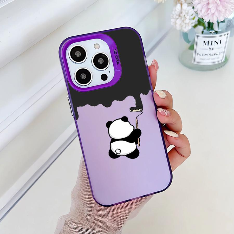 Soft Shell Phone Case for iPhone 14 15 16 Plus 11 12 13 Pro Max 16e Cute Cartoon Panda