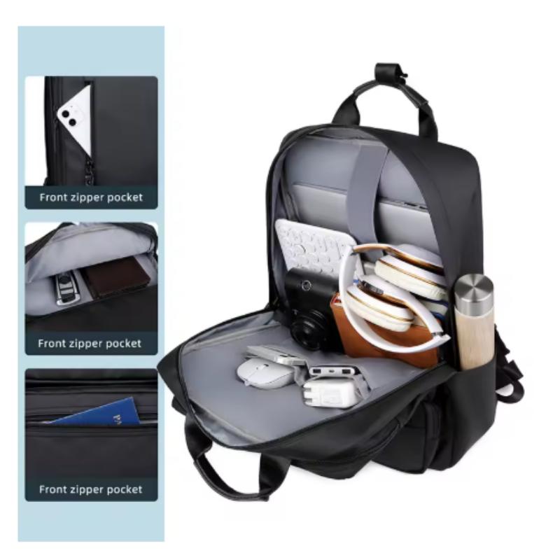 Men Business Style Backpack Casual Multifunctional Multi-pocket Laptop Shoulders Bag Comfortable Breathable Short Trip Pack