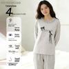 FENTENGCARE Women's 100% Cotton Long-Sleeve Pajama Set