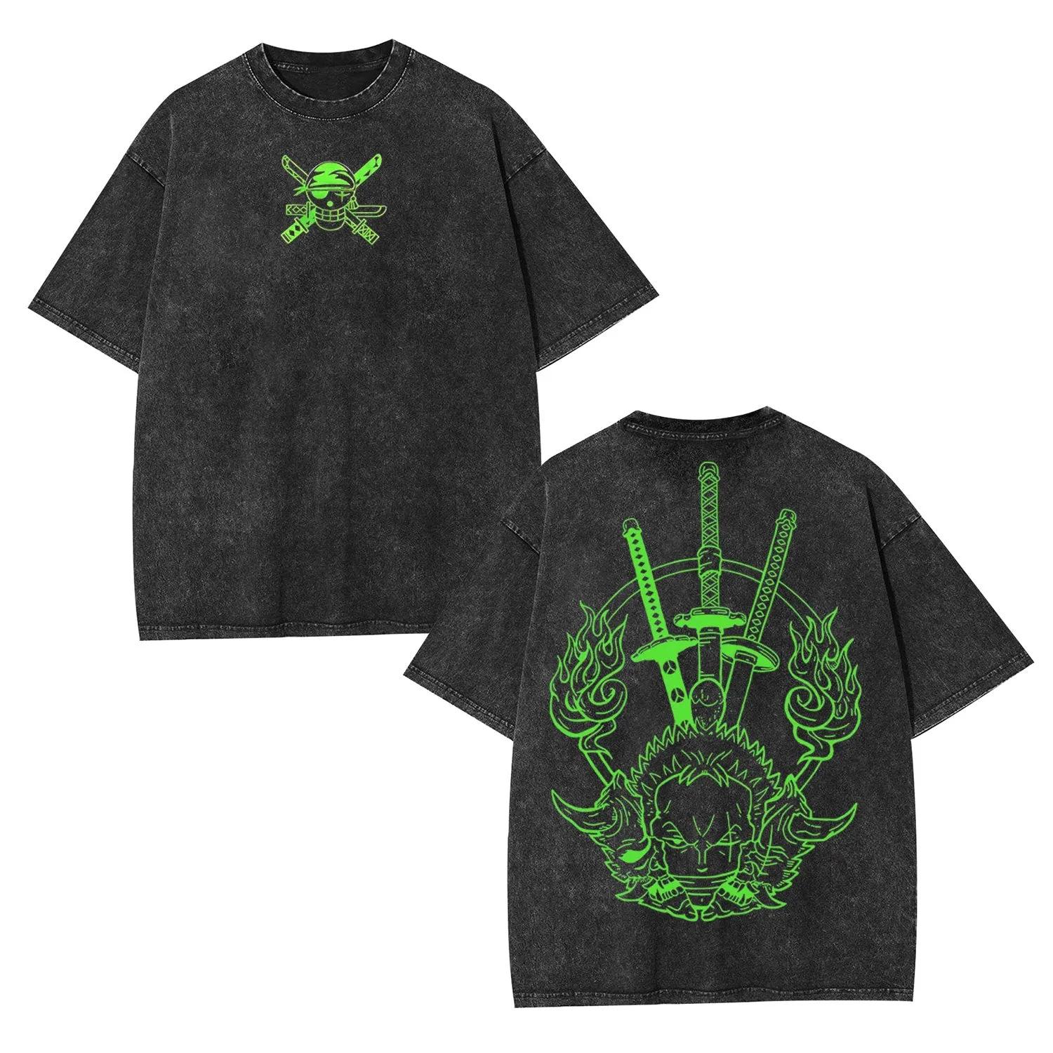 

ONE PIECE Anime Printed Tshirt Mens and Womens Washed Tshirt High Quality Vintage Cotton Tshirt Harajuku YK Tops XL