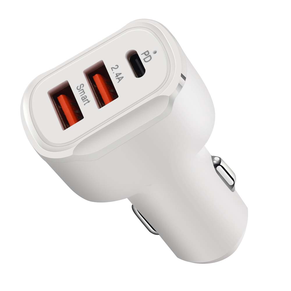 

Быстрое автомобильное зарядное устройство PD 30W Triple USB гнездо прикуривателя адаптер питания белый