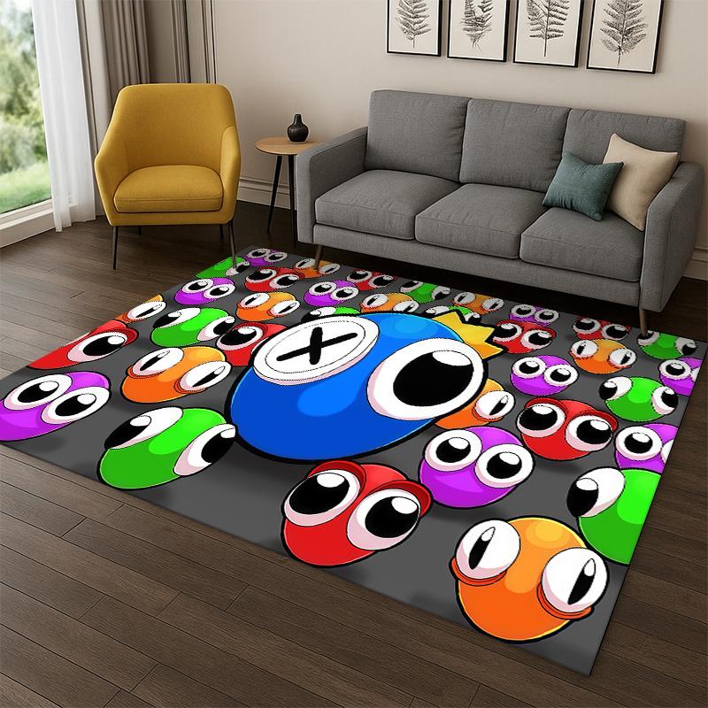 

3D R-Rainbows Friends Cartoon Game Carpet Rug for Bedroom Living Room Sofa Playroom Doormat Home Decor,Kid Area Rug Non-slip 40x60cm