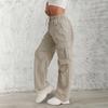 Pantaloni Cargo da Donna a Vita Alta con Coulisse, Vestibilità Larga, Gamba Larga, Multitasche, Pantaloni Casual, Bottoms Streetwear per l'Autunno