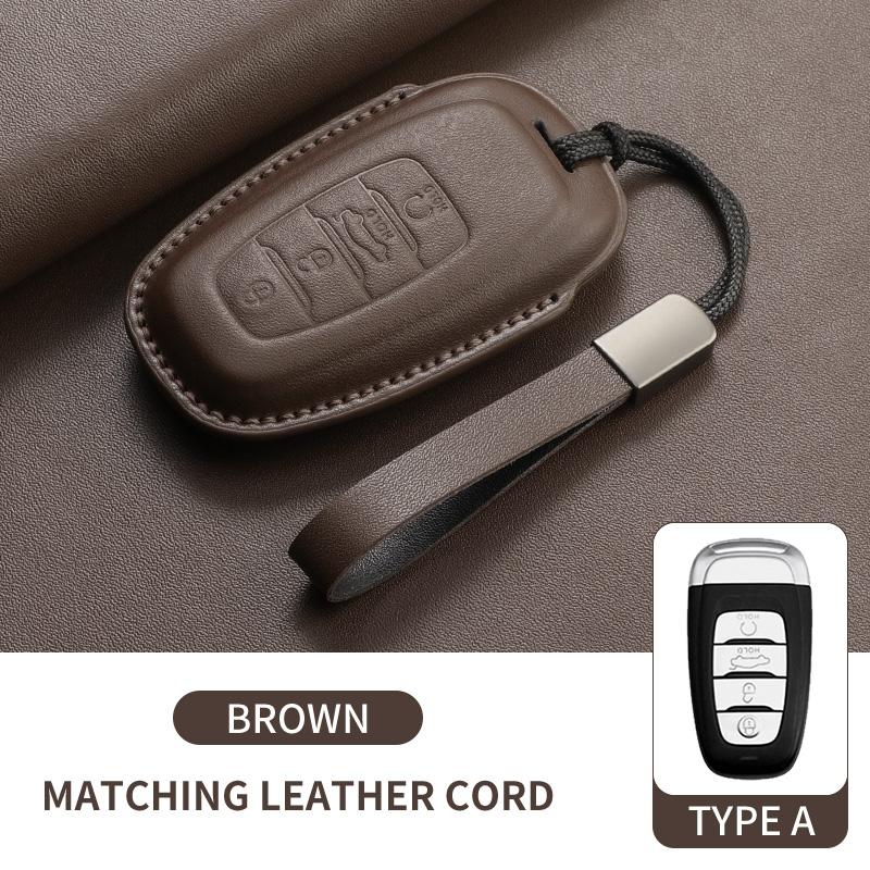 Leather Car Remote Key Case Cover Shell Fob For FAW Hongqi H5 HS5 H9 HS7 H7 L5 HS3 L9 E-HS9 E-QM5 LS7 E-HS3 Keychain Accessories
