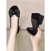 Mesh Breathable Single Shoes Women's 2025 Spring and Summer New Suede Low Heel Bow Doudou Shoes Hollow Sandals Women