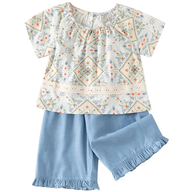 

Girls Casual Summer Short Sleeve Top & Cropped Pants Set