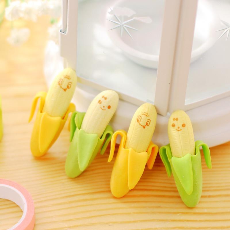 Kawai Stationery Cartoon Fruit Shaped Eraser Set Office School Supplies Primary Students Prizes Children Cute Banana Wholesale