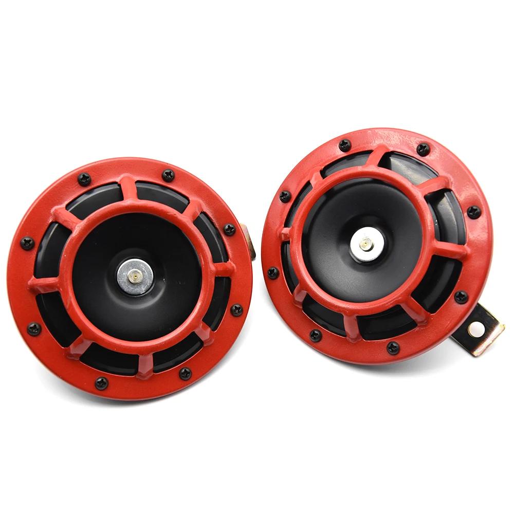 2PCS Car Super Loud Horns Red/Black Car Motorcycle Electric Blast Tone Air Horn Kit 12V 115DB Horn Speaker Horns Universal