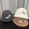 Cute Three-dimensional Mushroom Bucket Hat Autumn and Winter New Lamb Wool Warm and Cold-proof Split Bucket Hat Female