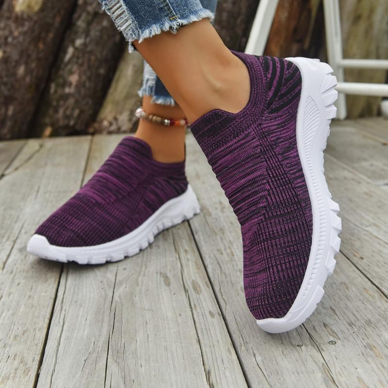 Unisex Knitted Loafers, Round Toe Slip-On Flats, Breathable Casual Shoes Wholesale for Men and Women