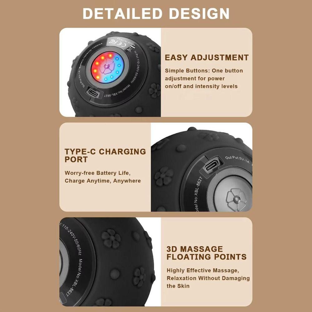 5 Gears Vibrating Massage Ball Multi-function Foam Roller Myofascial Release Tool Sport