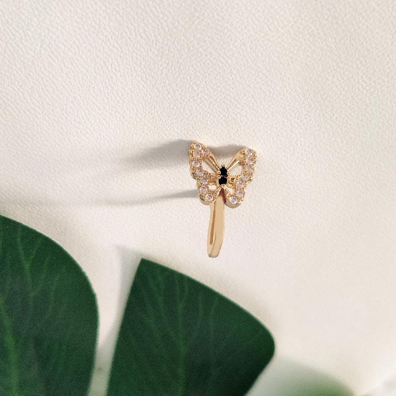 

Серьги-гвоздики в форме бабочки: Медный циркониевый зажим для носа Cross-Border — популярное модное украшение для уникального образа XL0740 золотой