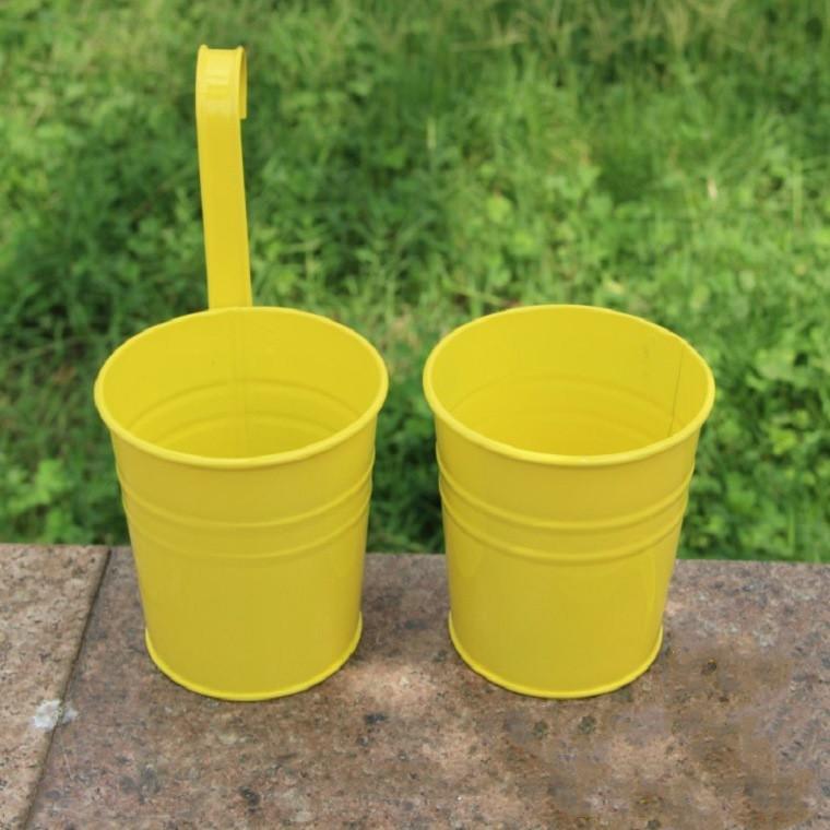 Hanging Planter Railing Balcony Planter for Indoor Outdoor Plants,Metal Bucket Herb Planter for Window Wall Fence with Removable Hooks