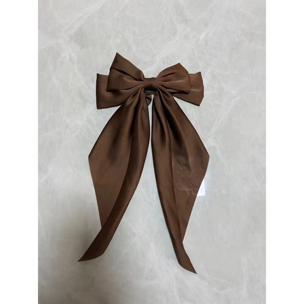 Elegant Bow Ribbon Hair Clip Fashion Simple Solid Satin Spring Clip Hair Pin Retro Headband with Clips Girls Hair Accessories