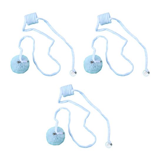 3Pcs Hanging Fluffy Catnip Ball Toys Play Interactive Kitten Exercise Toy with Bell Long Tail Plush Teaser Ball for Indoor Outdoor Play