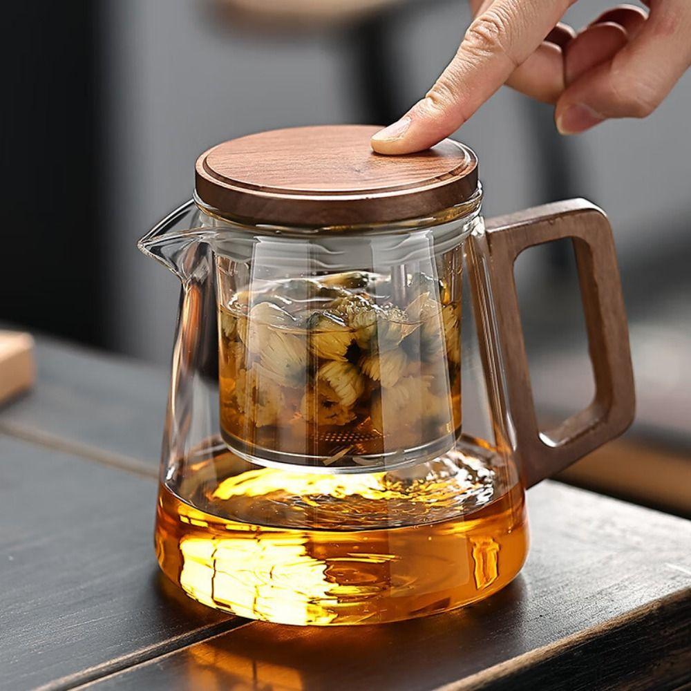 Creative Tea Separation Glass Teapot 650ML One-button Filtering Teapot  Drinkware