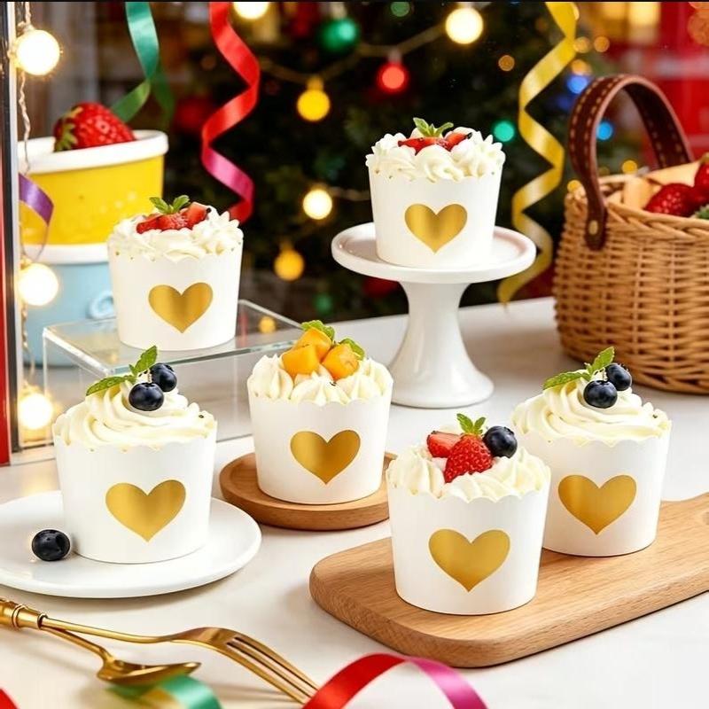 50 Pcs Muffin Cupcake Golden Dot Paper Baking Cup Liner Wedding Party Wrapper Case
