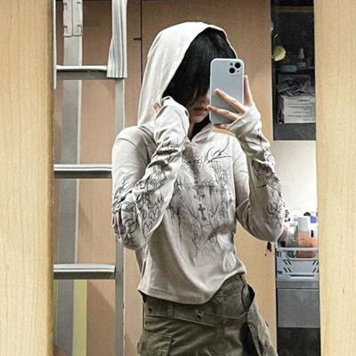 Girls Y2K T-shirts Printed Hoodies Tees For Women Sexy Fashion Tops Long Sleeve Female Casual Tees Workout Tops
