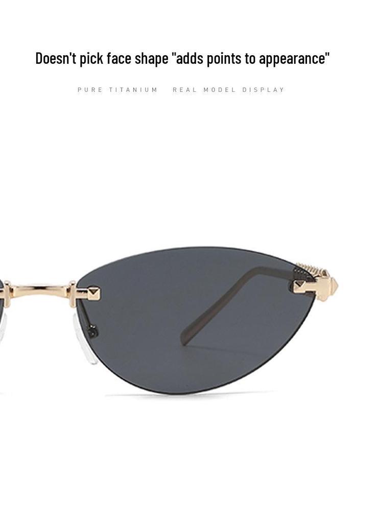 Trendy Unisex Cat Eye Sunglasses with Metal Rivet Legs - Kuaishou Style