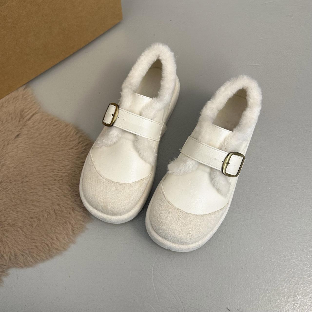 

Осенне-зимние теплые лоферы на платформе с меховой подкладкой для женщин, повседневные, пэчворк, теплые хлопковые туфли, женские кроссовки на плоской подошве с амортизацией 35 бежевый