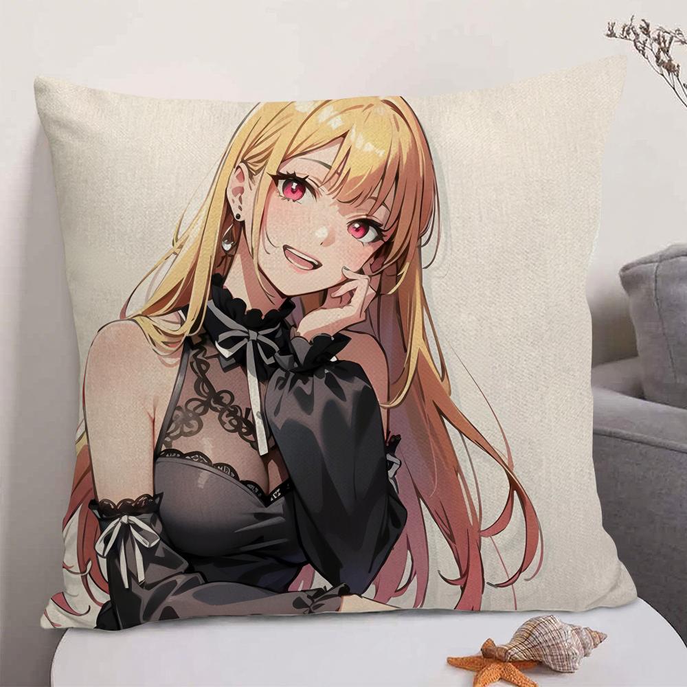 Anime MMy Dress Up Darling Cushion Cover Natural Linen Organic Fabric DoubleSided Printing Sofa Home Decor Gift Pillow Case