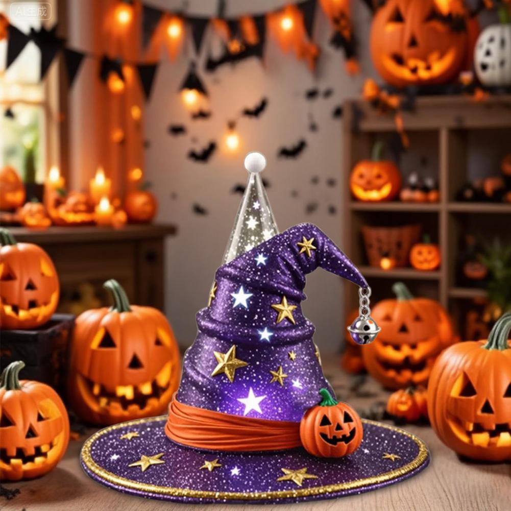 Led Night Lamp Spooky Witch Hat Night Light Set for Halloween Party Decor Led Ornament Trio for Fun Festive Atmosphere Spooky
