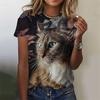 Funny Cat 3d Printed Women's T Shirts Summer Fashion Animal Print Short Sleeve Tees Girl Kawaii Y2k Top Clothes Female Clothing