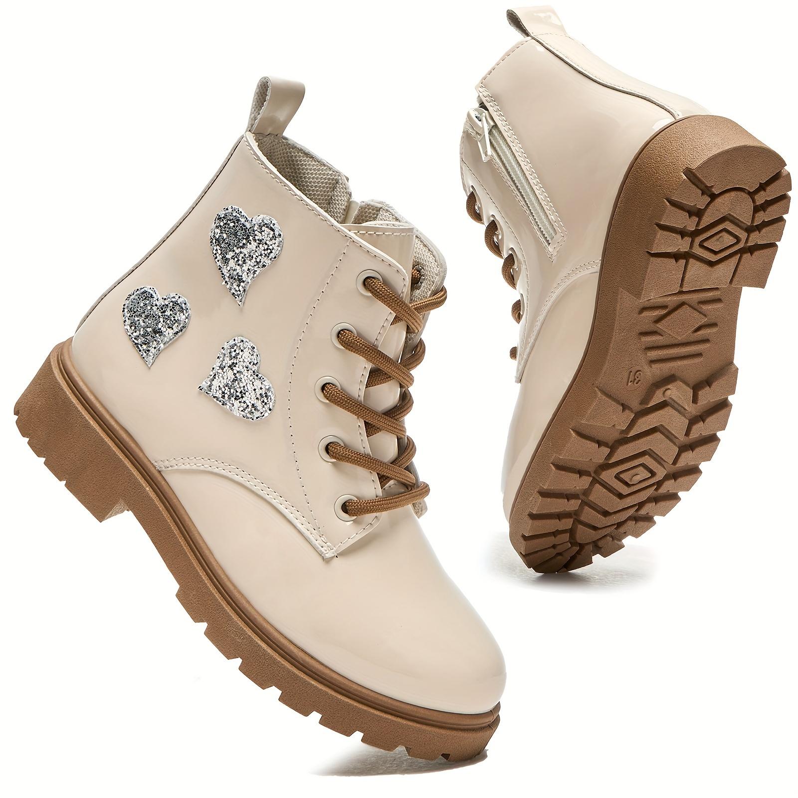 

Девичьи высокие ботинки с пайетками в виде сердечек - Легкие, прочные и стильные для игр на открытом воздухе, повседневной носки и на каждый день, всесезонная обувь 37 бежевый