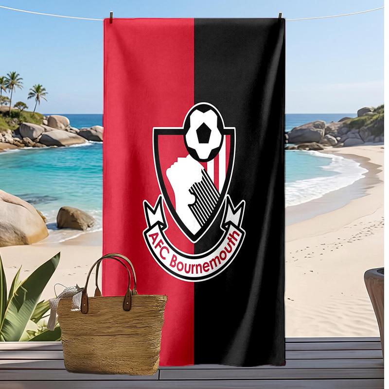 Bournemouth Football Print Beach Towel, Large Soft Quick Dry Towel for Beach Camping Swimming
