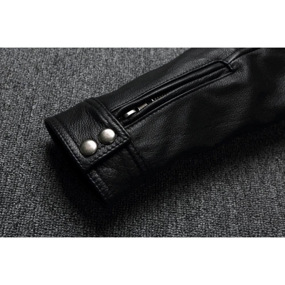 Chinese Size Classic Resident Men Leather Jacket Long Genuine Leather Coat Slim Fit Genuine Cowhide Mens Hunting Jacket Autumn