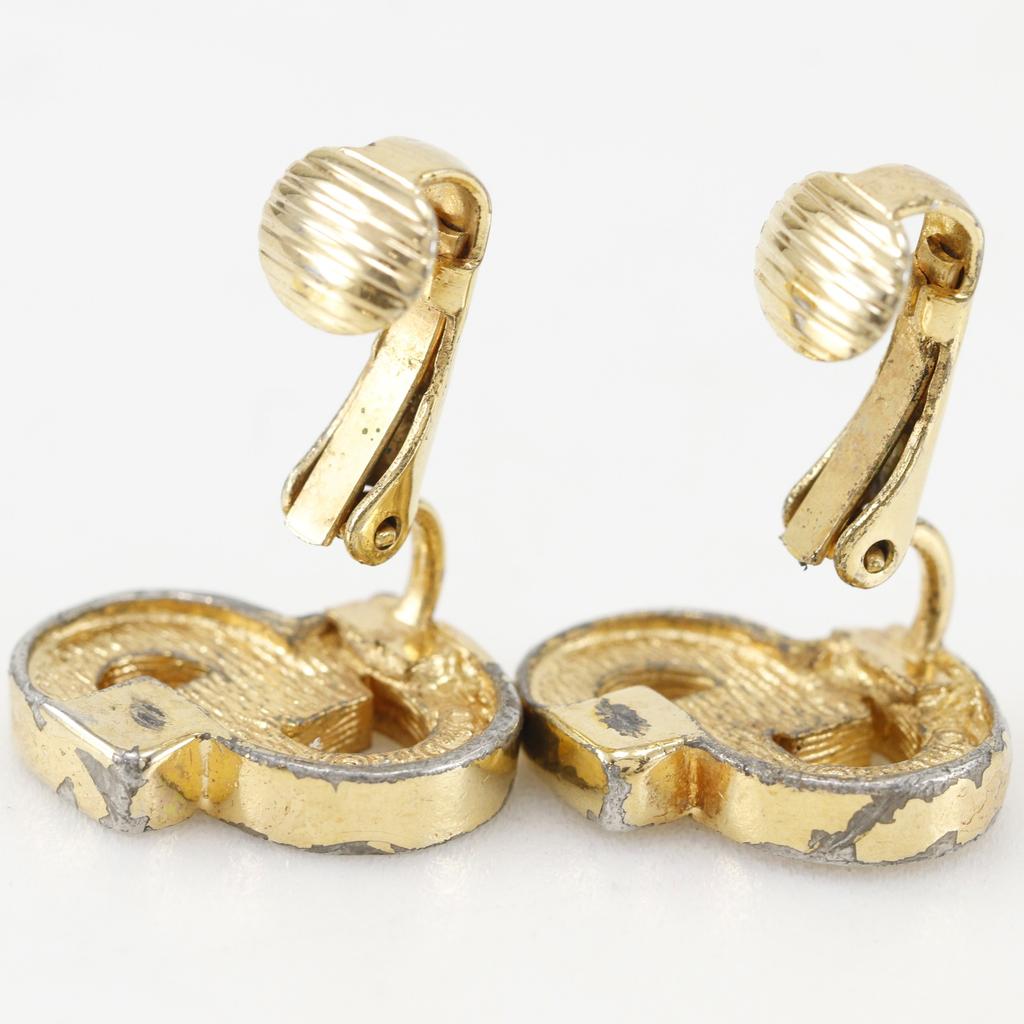 Dior CD logo Earring Plated Gold/Rhinestone 5g Women Used