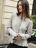 Women S Long Sleeve Ruffled Knit Cardigan Solid Color Casual Sweater