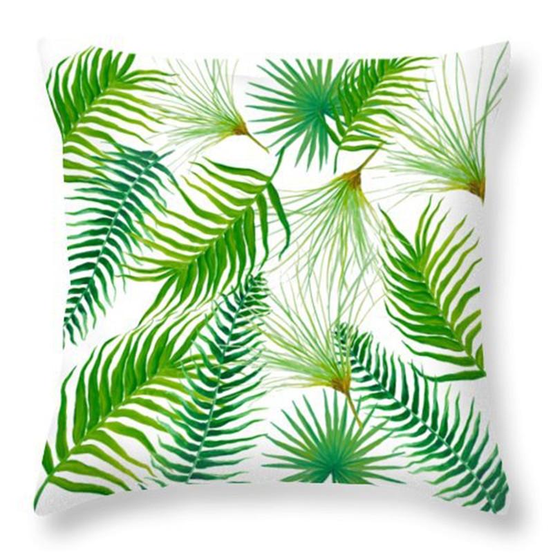 Rainforest Tropical Plant Leaf Print Pattern Cushion Cover Home Living Room Sofa Decoration Square Polyester Pillow Pillow Cover