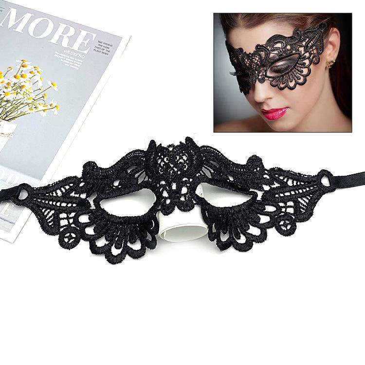 Black Lace Half Face - Adult Party Masquerade Eye for Women, Halloween Costume Accessory One Size чёрный