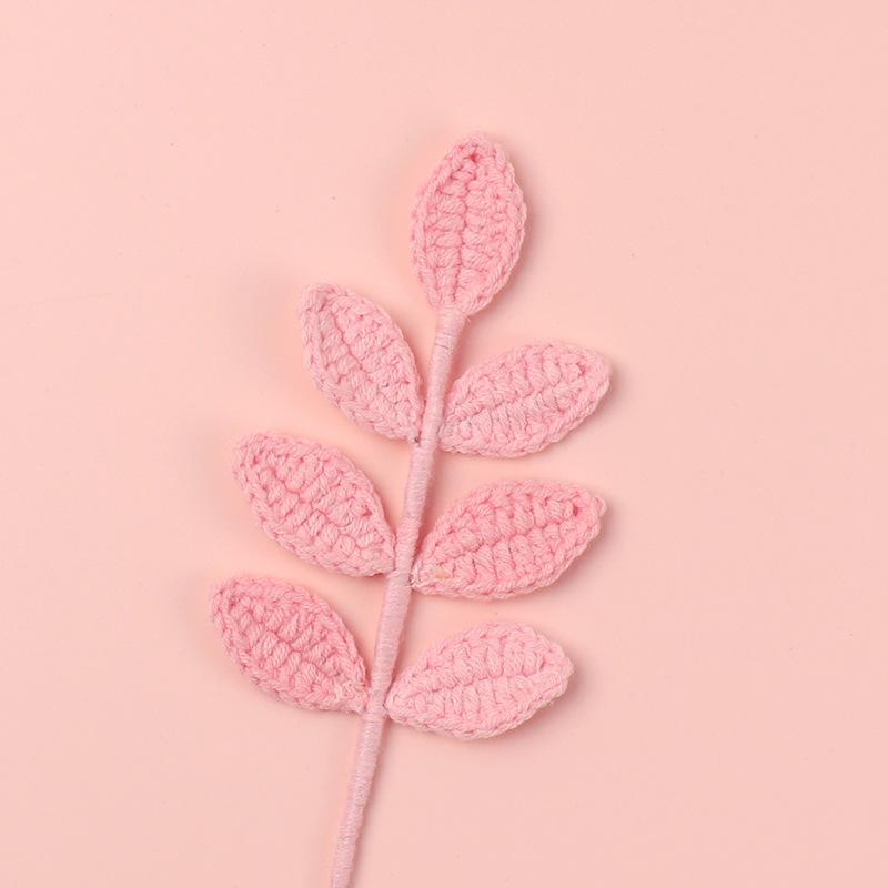 1pc Crochet Leaves Knitted Eucalyptus Leaves Handmade Knitting Plant Artificial Plant for Flower Vase Home Decor