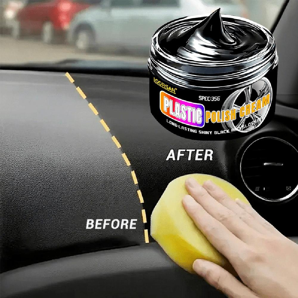 LOORSAN Plastic Polish & Restorer Gel - All-in-One Scratch Repair, Gloss Enhancer & Black Formula for Car Interior Dashboard, Ti