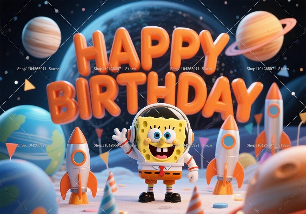 SpongeBob SquarePants Fun Backdrop Banner Classic Cartoon Underwater Theme Kids Boys Girls Birthday Decor Background Supplies