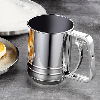 Flour Sifter Cup, Manual Baking Sieve Mesh, Stainless Shaker, Fine Mesh for