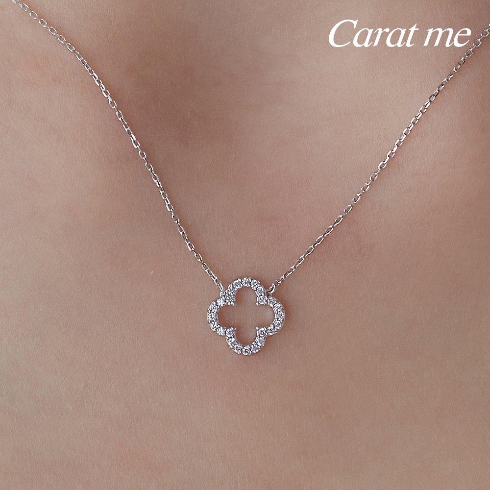 14kgf Cubic Clover Feminine Necklace 92.5 Silver