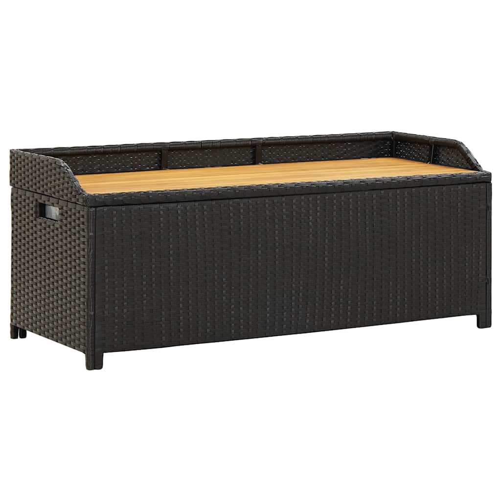 Storage Bench with 120 cm Poly Rattan in Black