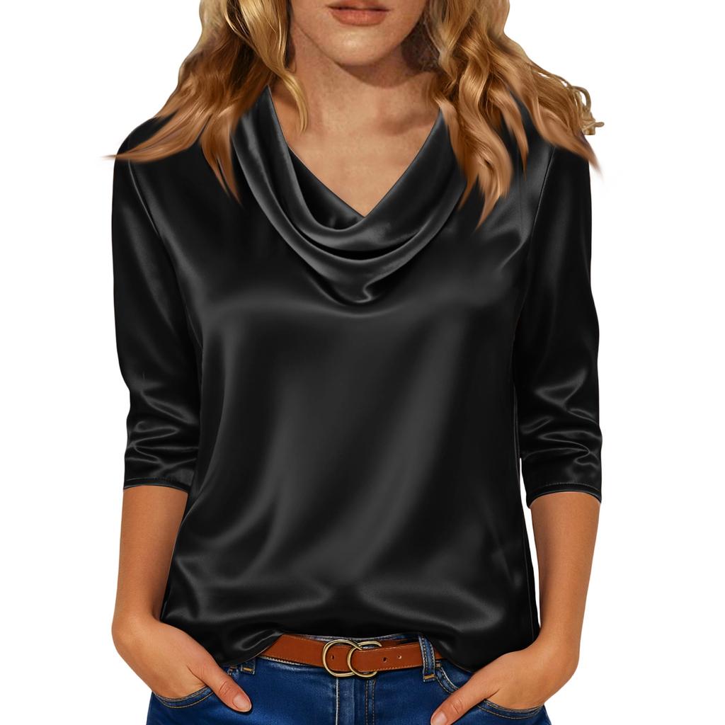 Bluse Für Damen Festlich 3/4 Langarm Hemden Business Casual Outfit Oberteile