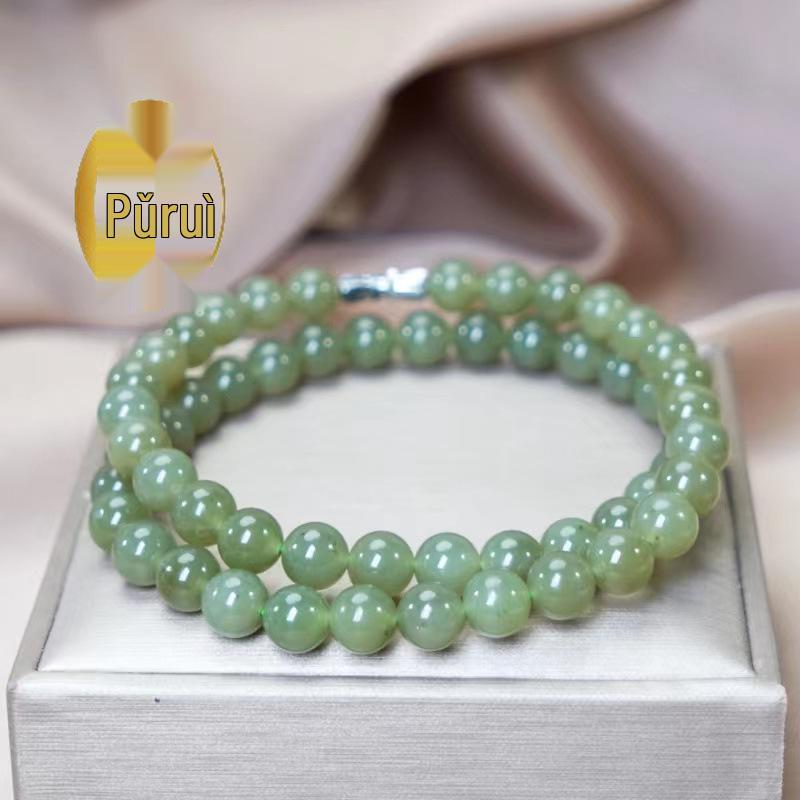 Ice Blue Hetian Jade Bracelet for Women - Elegant Bead String Jewelry, 2024 New Style